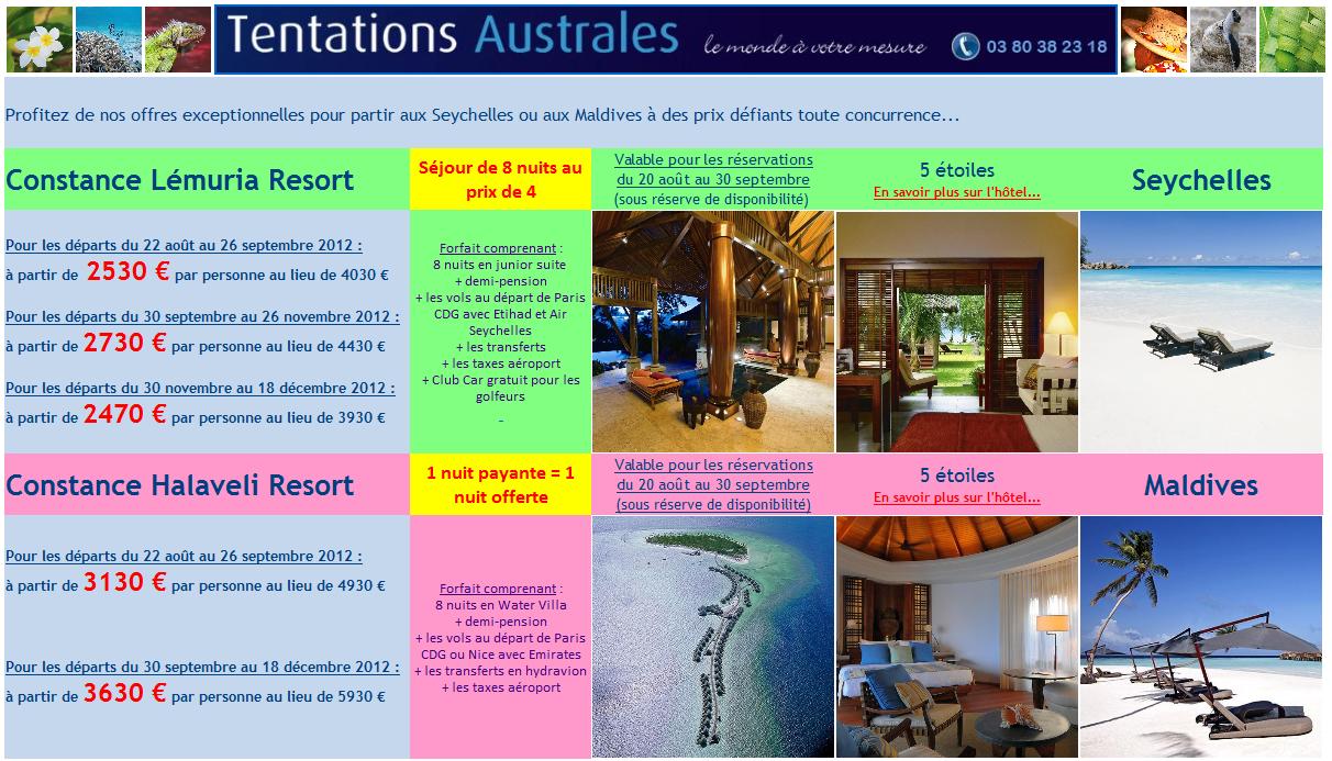 Profitez de nos offres exceptionnelles sur les Seychelles et les Maldives
